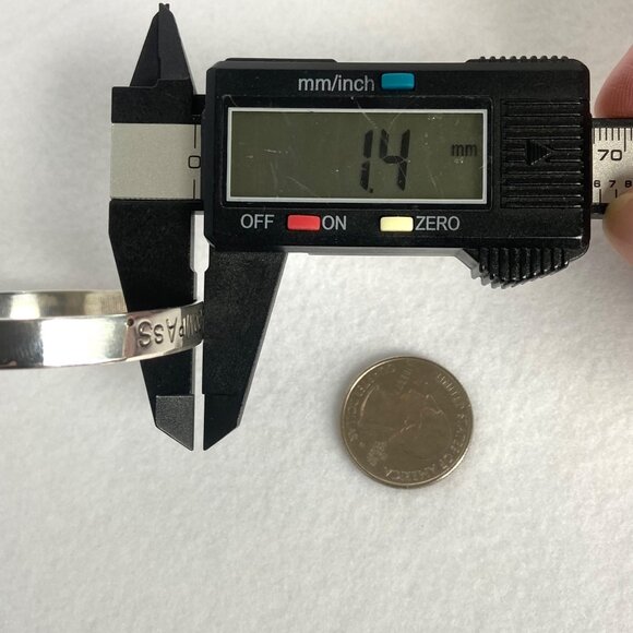 Sterling Silver 925 Stamped “Follow Your Inner Compass” Oval Cuff Bracelet 6.75" - Picture 16 of 16